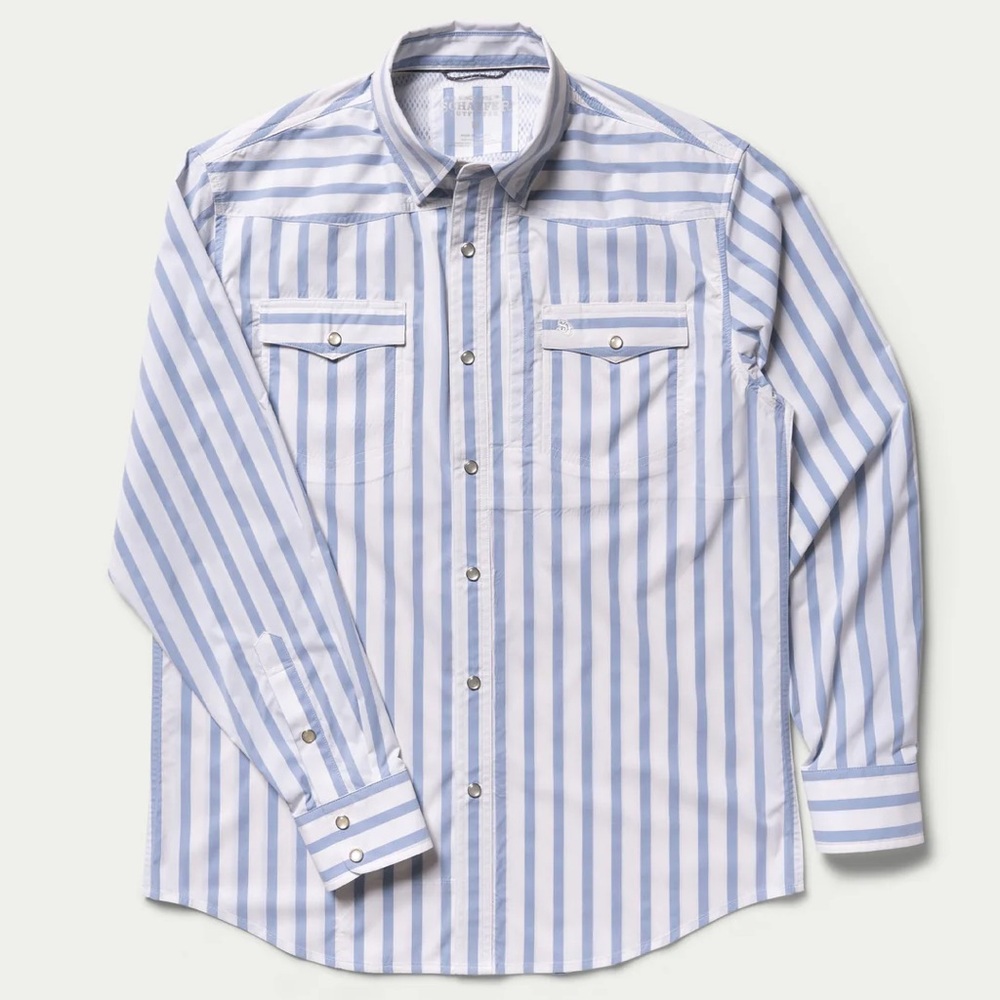 Schaefer Outfitter Stylish Blue and White Striped Casual Shirt